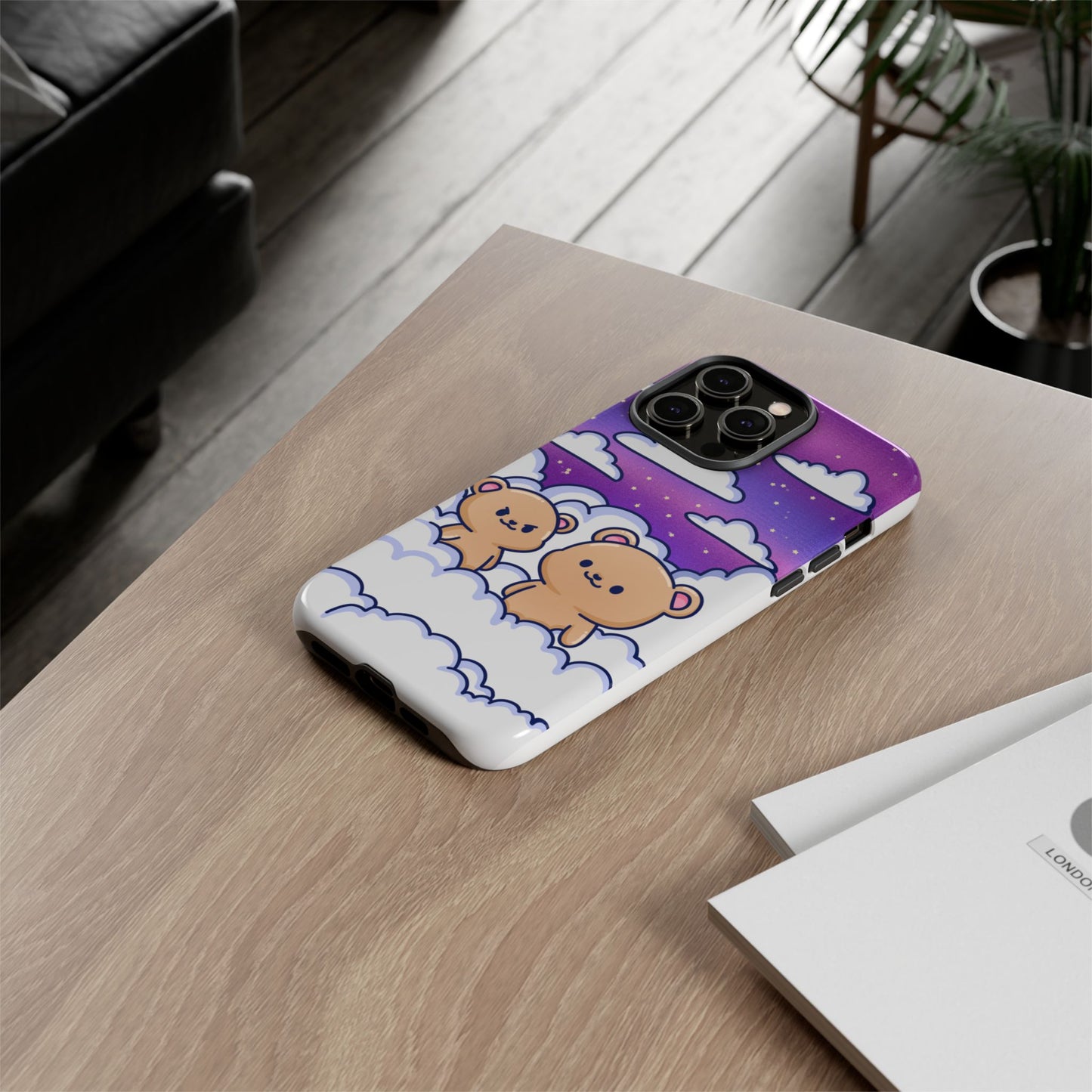 Cloud Cubs Cute Bears on Cloudy Night Sky Phone Case