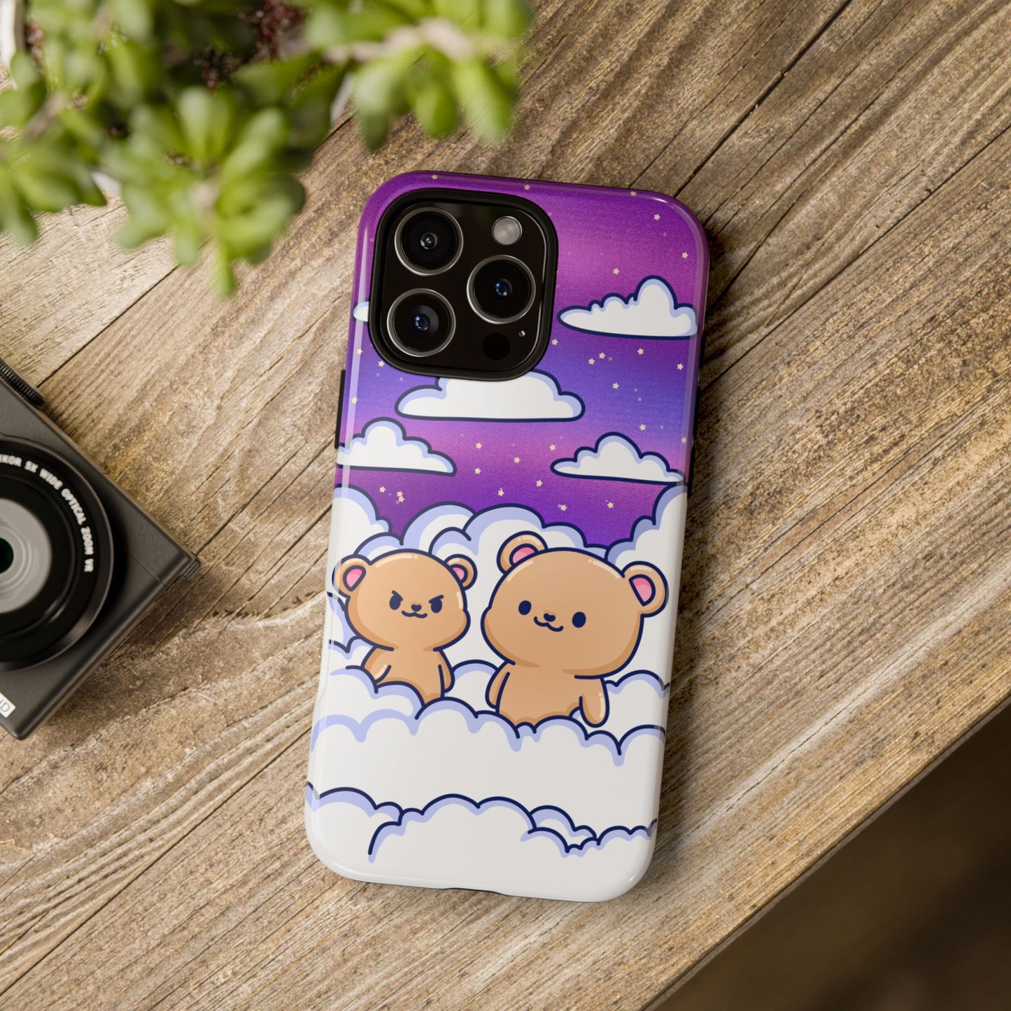 Cloud Cubs Cute Bears on Cloudy Night Sky Phone Case