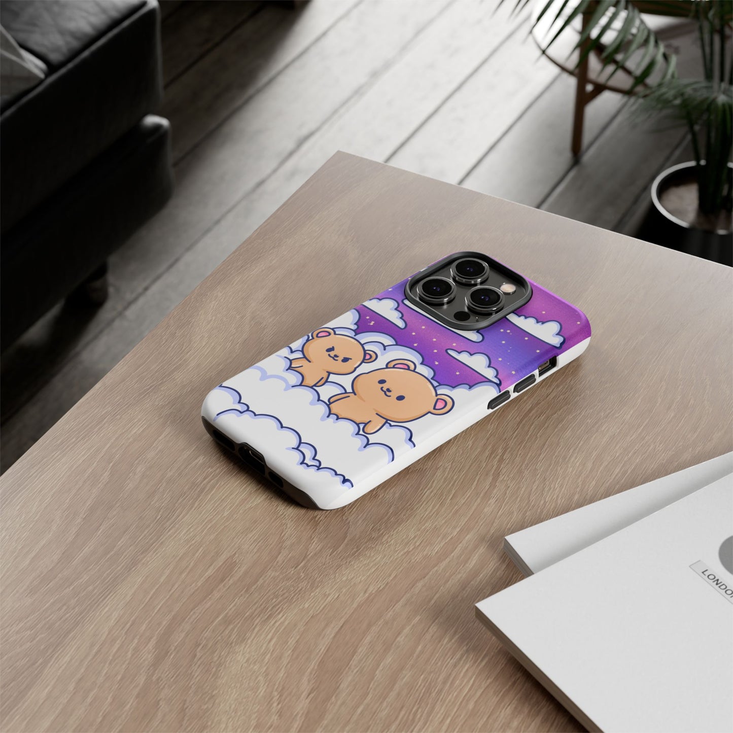 Cloud Cubs Cute Bears on Cloudy Night Sky Phone Case