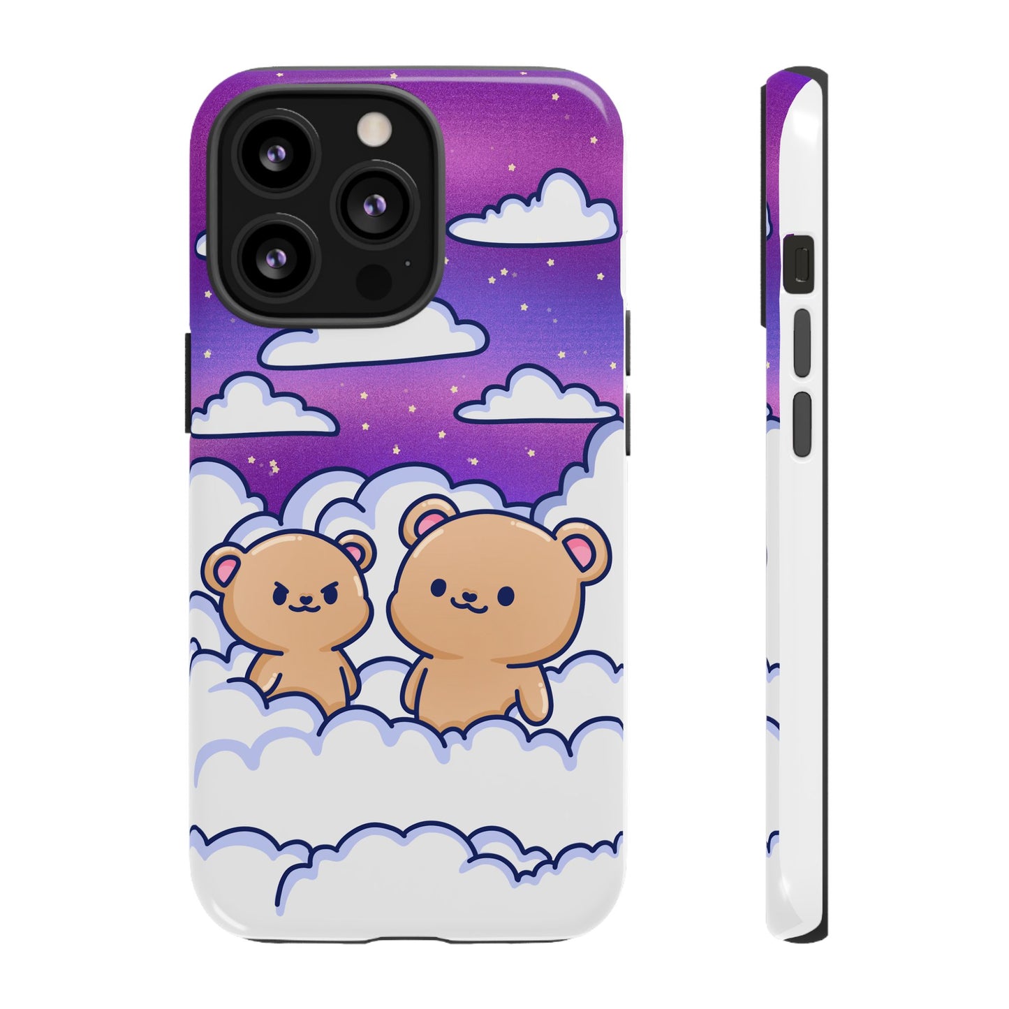 Cloud Cubs Cute Bears on Cloudy Night Sky Phone Case - Pink X Holic