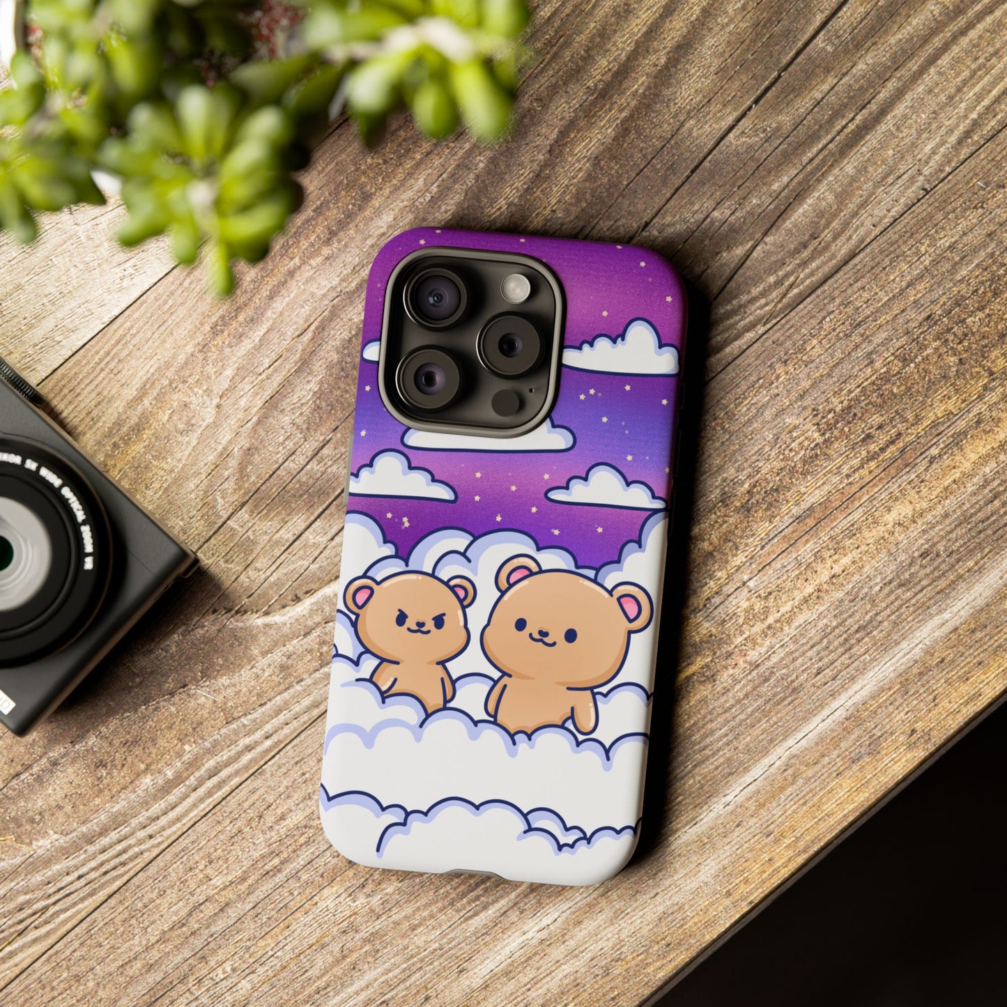 Cloud Cubs Cute Bears on Cloudy Night Sky Phone Case