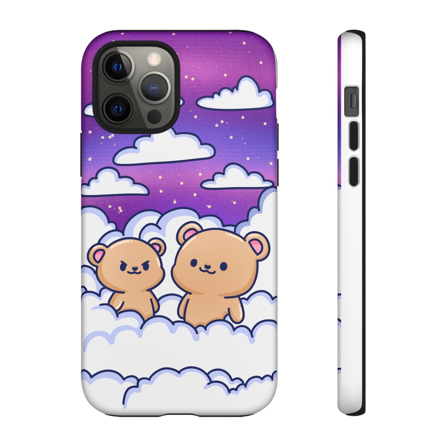Cloud Cubs Cute Bears on Cloudy Night Sky Phone Case - Pink X Holic
