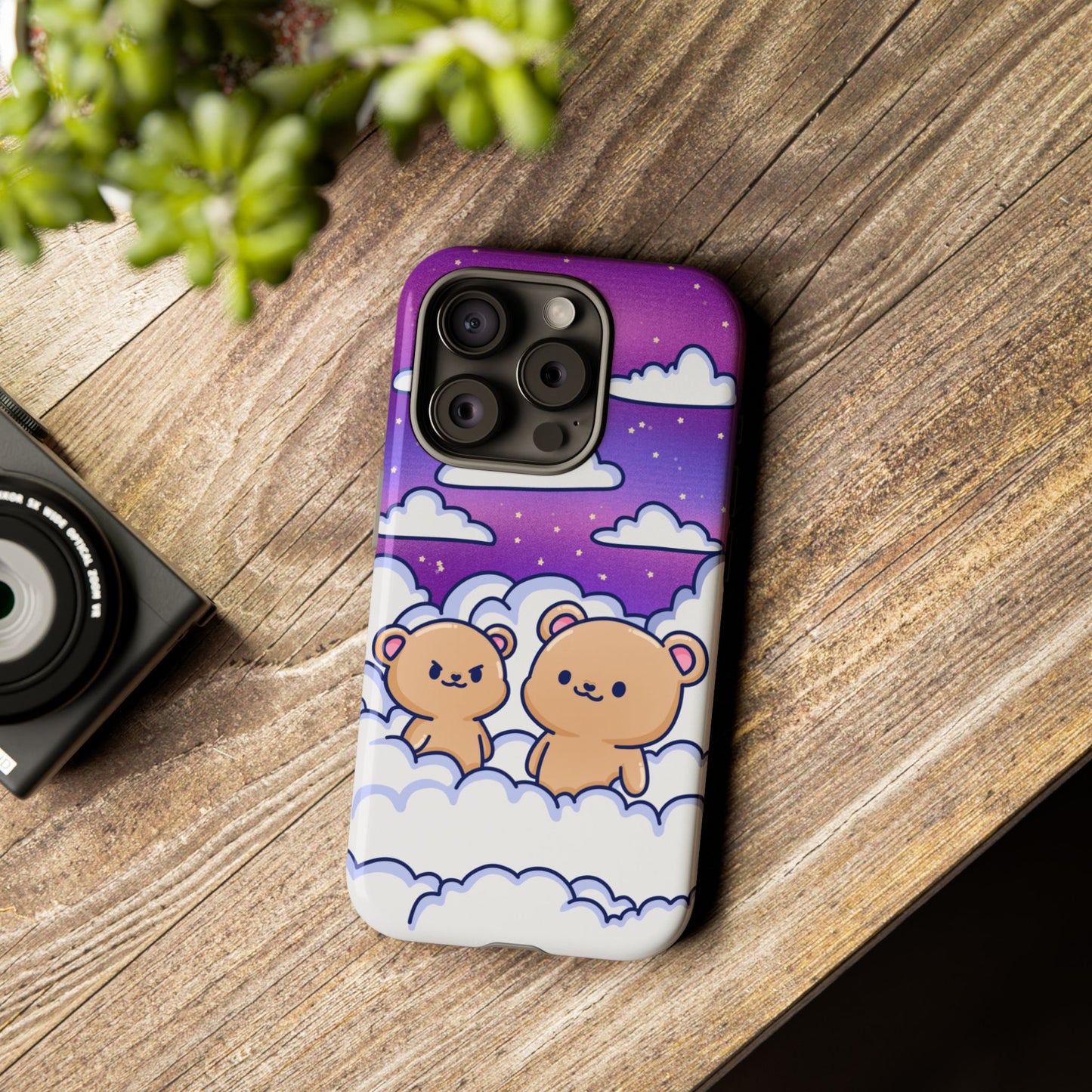 Cloud Cubs Cute Bears on Cloudy Night Sky Phone Case