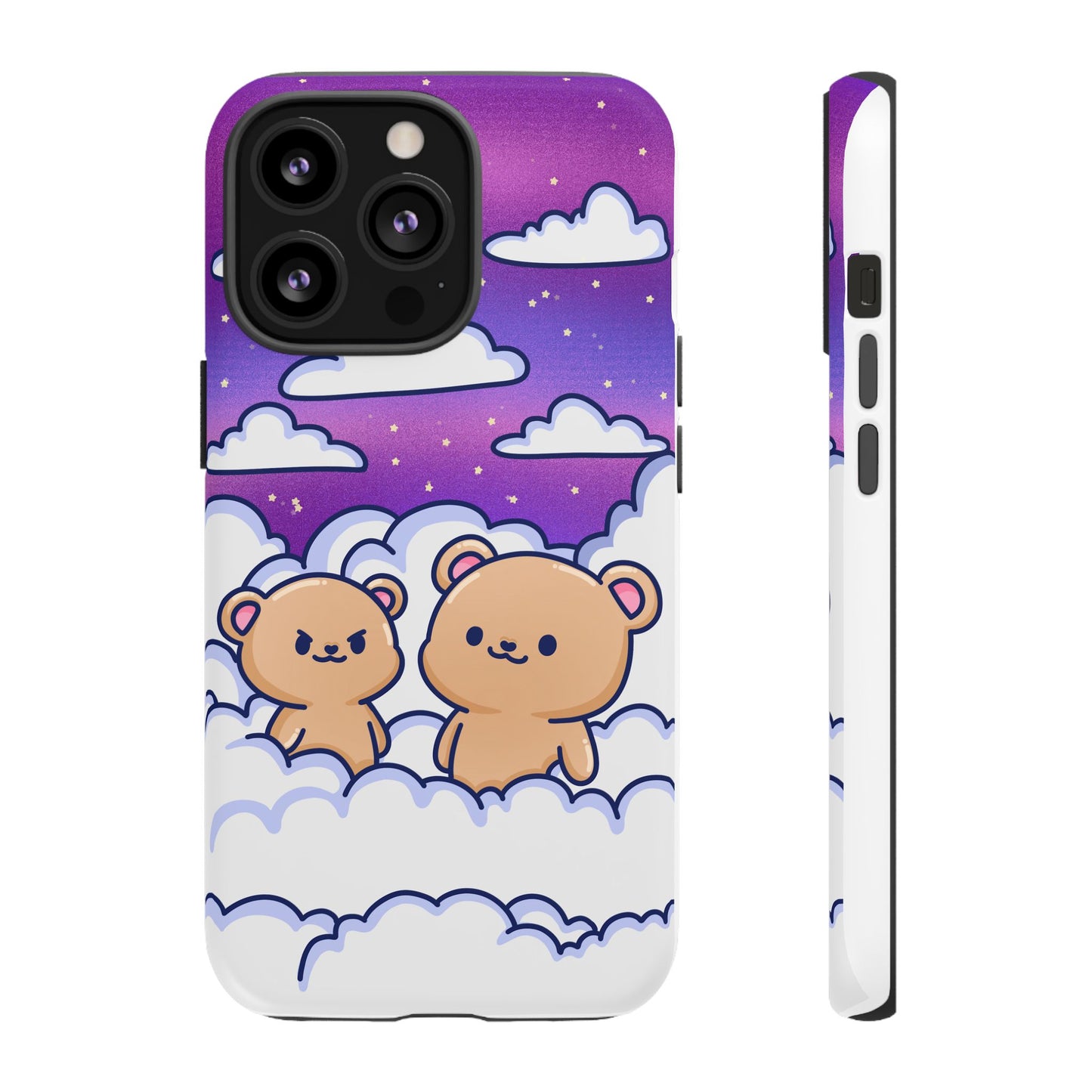 Cloud Cubs Cute Bears on Cloudy Night Sky Phone Case - Pink X Holic