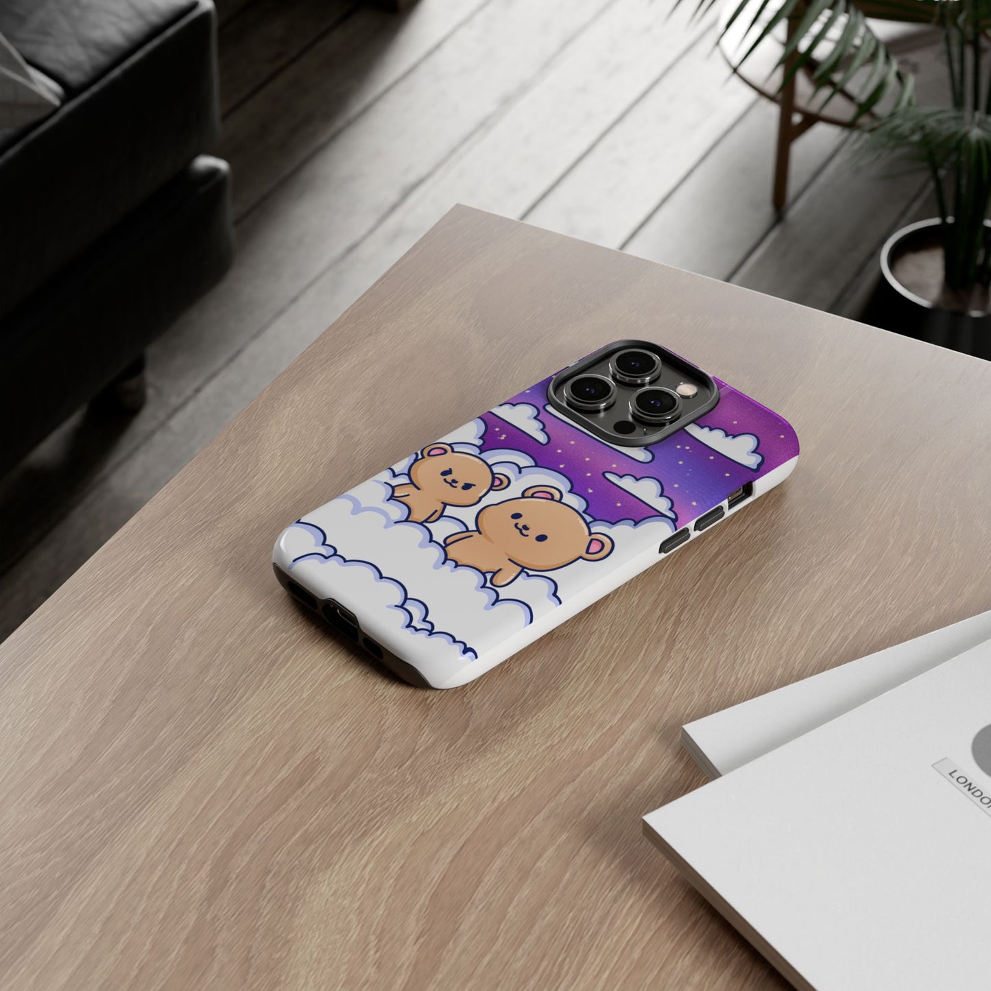 Cloud Cubs Cute Bears on Cloudy Night Sky Phone Case