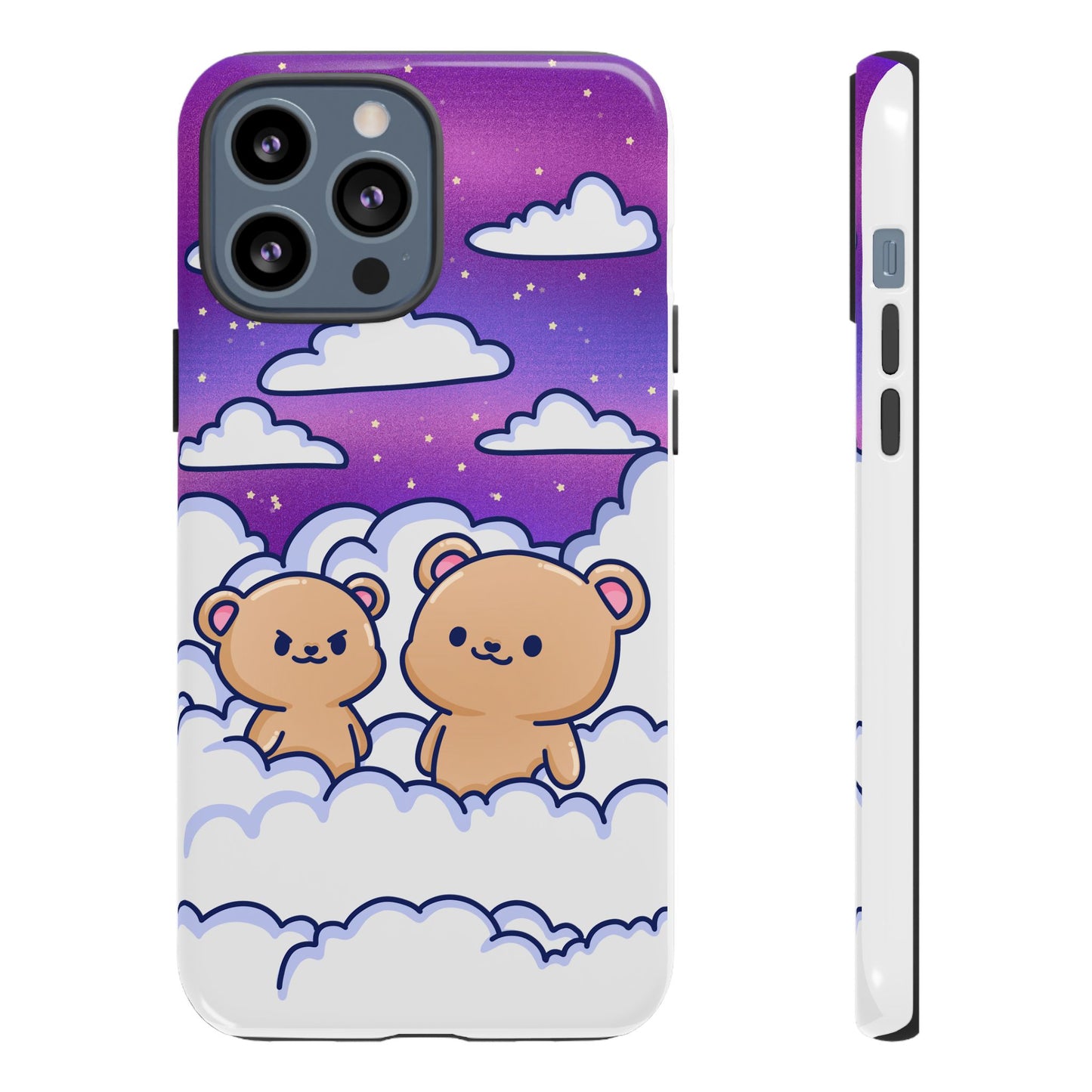 Cloud Cubs Cute Bears on Cloudy Night Sky Phone Case - Pink X Holic