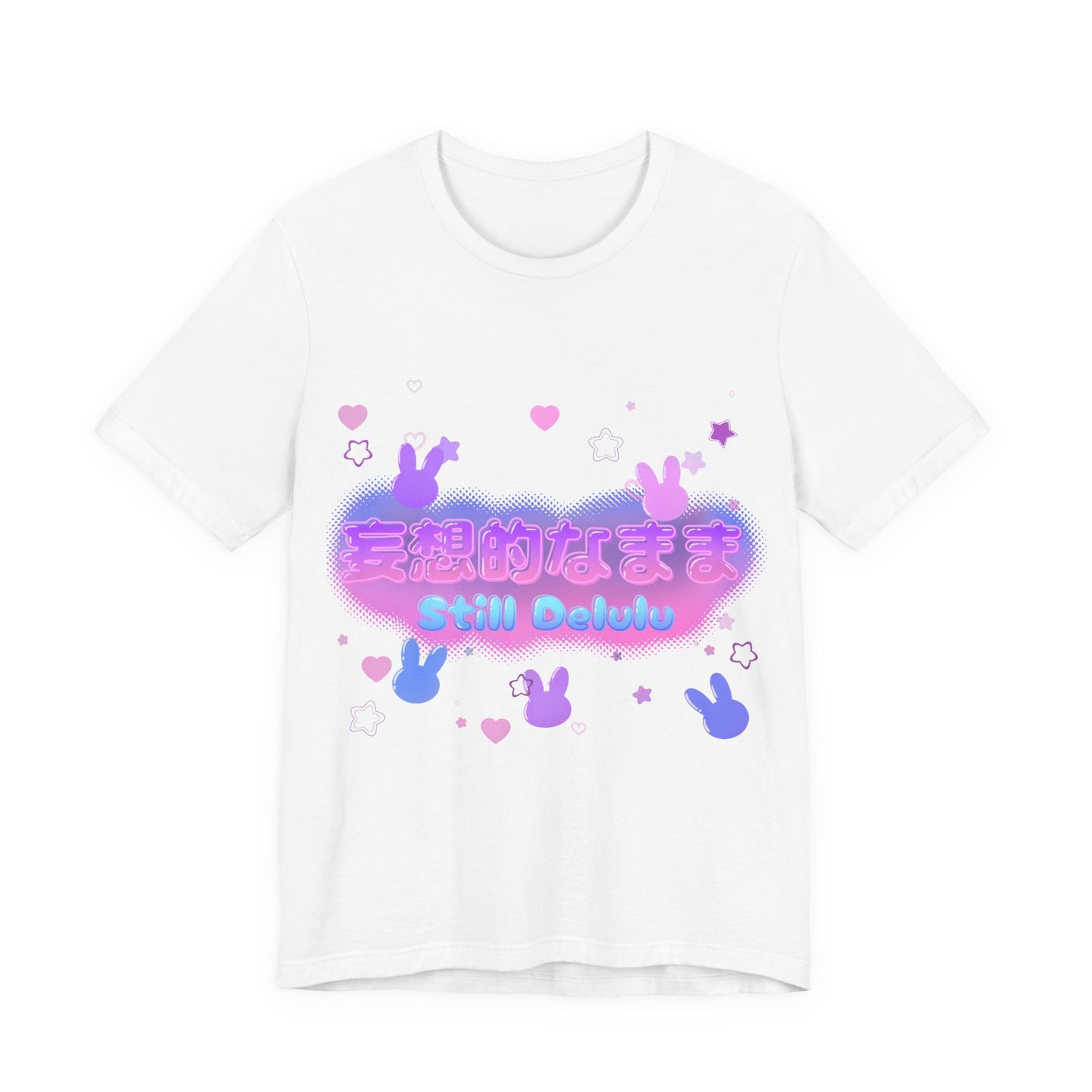 Kawaii Pastel Still Delulu in Japanese Bunny T Shirt - Pink X Holic
