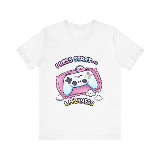 Press Start For Laziness Cute Gaming T Shirt - Pink X Holic