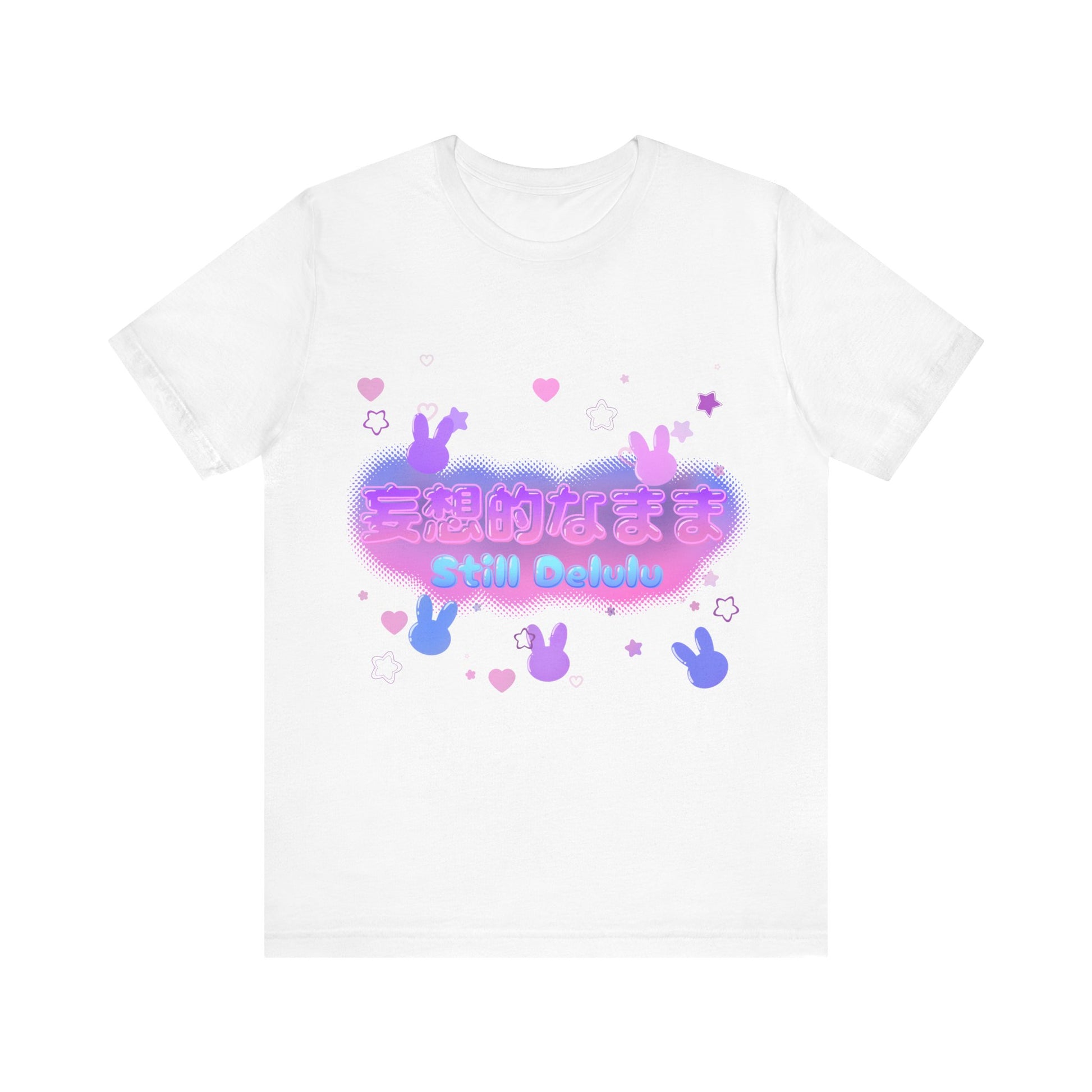 Kawaii Pastel Still Delulu in Japanese Bunny T Shirt - Pink X Holic
