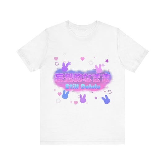 Kawaii Pastel Still Delulu in Japanese Bunny T Shirt - Pink X Holic