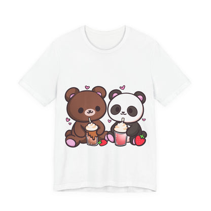 Cute Brown Bear and Panda Milkshake T Shirt